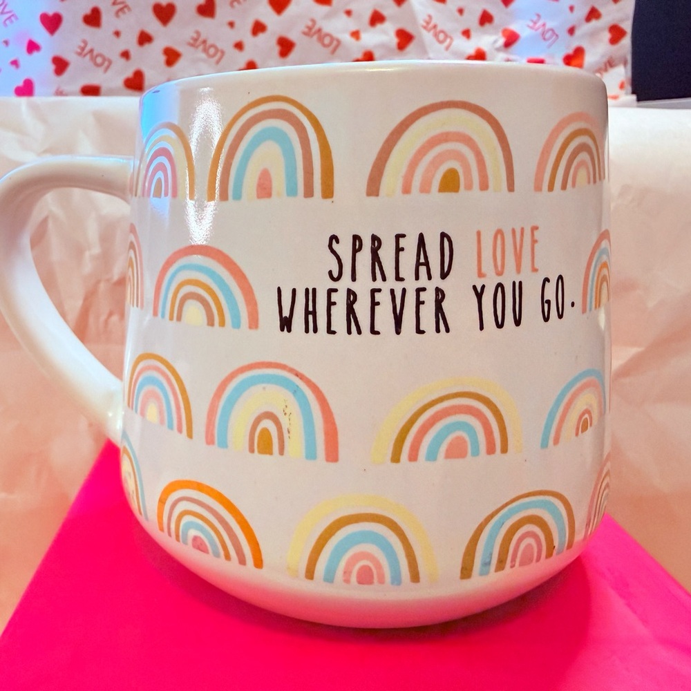Large Rainbow Spread Love Wherever You Go Ceramic Coffee Mug